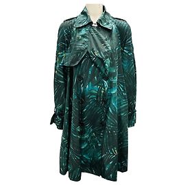 Abrigo de nylon con estampado de hojas teal de Lanvin Verde