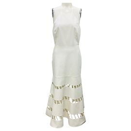 Vestido midi de algodón con cuello halter Janessa blanco de Alexis Blanco
