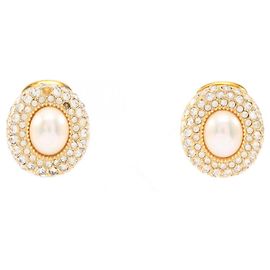 Pendientes de Clip Christian Dior Blanco Dorado