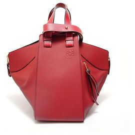 Loewe Hammock Leather 2-Way Handbag Red