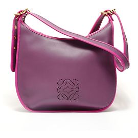 Bolsa de Ombro de Couro Anagram Loewe Roxo