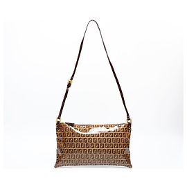 Borsa a Spalla Fendi Zucchino Marrone Marrone