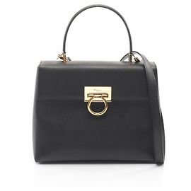 Salvatore Ferragamo Gancini 2-Way Handbag Black