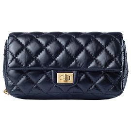 Schwarze gesteppte Leder-Gürteltasche Chanel Reissue 2.55 Schwarz