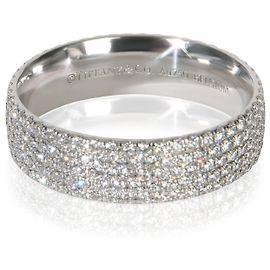 Anel Metro 5 Fileiras em Ouro Branco e Diamantes Tiffany & Co. Outro