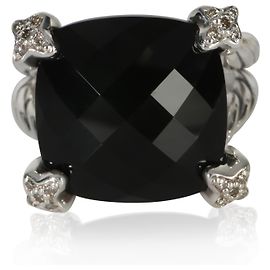 Anello On Point in argento sterling, onice e diamante di David Yurman Altro