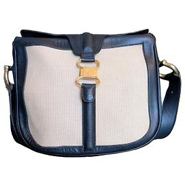 Bolsa Céline em couro azul marinho e lona bege Bege Azul marinho