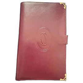 Cartier Burgundy Leather Agenda/Wallet Dark red