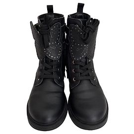 Geox Botas de tornozelo pretas em couro com borboletas Preto