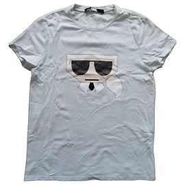 Camiseta Karl Lagerfeld azul claro de algodão Azul claro