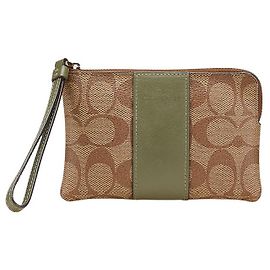 Coach Signature PVC Leather Pouch Brown Other