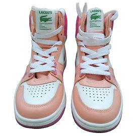 Baskets montantes Lacoste roses et blanches Rose Blanc Marron clair