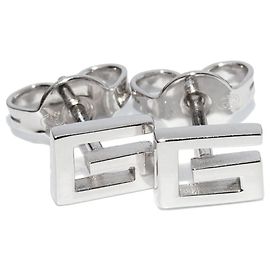 Brincos Gucci G Logo em ouro branco Au750 Prata