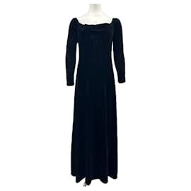 Chanel Langes schwarzes Samtkleid Schwarz
