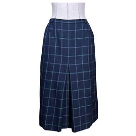 Burberry Blue Wool Gingham Skirt Blue