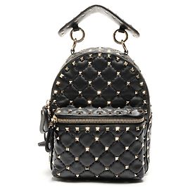 Valentino Black Studded Leather Backpack Black