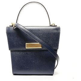 Bolsa de mão em couro Christian Dior de duas maneiras em azul marinho Azul marinho