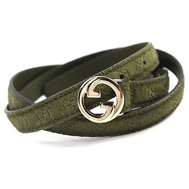 Cinto estreito com fivela entrelaçada G da Gucci Caqui