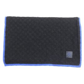 Louis Vuitton Wool and Silk Blend Stole Blue Dark grey