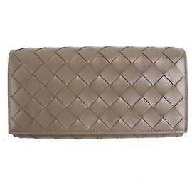 Bottega Veneta Intrecciato Brown Leather Long Wallet Brown
