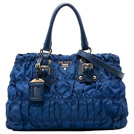 Bolsa Prada em tessuto gaufre azul Azul