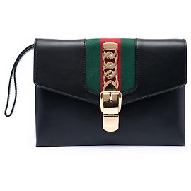 Gucci Black Leather Sylvie Clutch Black