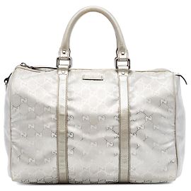 Gucci Silver Medium GG Imprime Joy Boston Bag Silvery