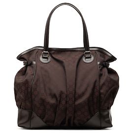 Gucci Brown GG Nylon Full Moon Tote Brown Dark brown