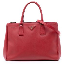 Prada Rote Große Saffiano Lux Galleria Double Zip Handtasche Rot