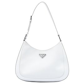 Borsa a tracolla Cleo in pelle Spazzolato bianca Prada Bianco