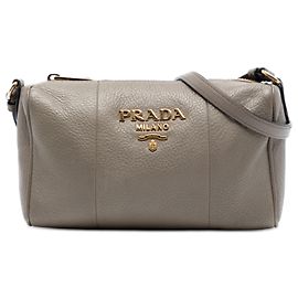 Sac à caméra en cuir vitello Phenix mini marron de Prada Marron Taupe