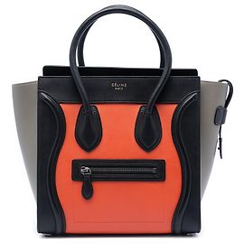 Céline Celine Laranja Micro Tricolor Bolsa de Viagem em Couro Laranja