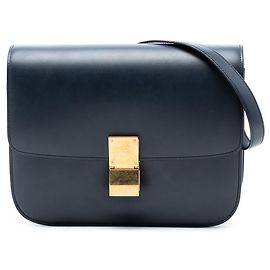 Céline Celine Azul Médio Couro de Bezerro Caixa Clássica Azul Azul marinho