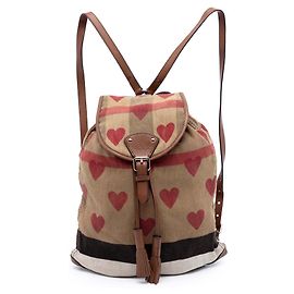 Burberry Brown Mega Check Canvas Chiltern Hearts Backpack Brown Light brown