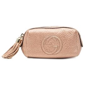 Gucci Kosmetiktasche aus braunem Leder Soho Braun Fleisch
