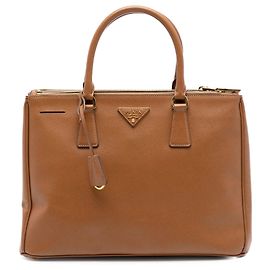 Prada Brown Medium Saffiano Lux Galleria Double Zip Tote Brown