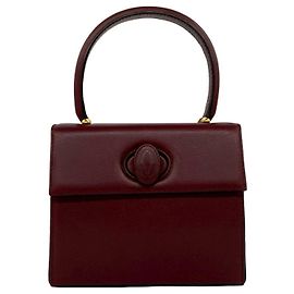 Cartier Vintage Must Line Leather Mini Tote Bag Dark red