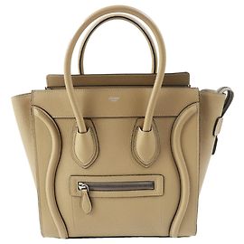 Céline Sac à main Celine 18979 Luggage Micro Shopper Beige