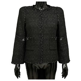 Chanel Runway Black Wool Jacket 4 Pockets Black