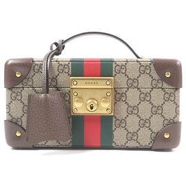 Gucci Savoy GG Supreme Web Stripe Watch Case Brown