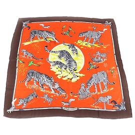 Lenço de seda Hermès Carré 140 Tendresse Feline Multicor