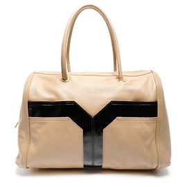 Bolsa Boston de couro bege Yves Saint Laurent Bege