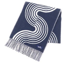 Xale de cashmere Casaque Vague da Hermès Branco Azul marinho