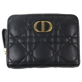 Christian Dior Black Leather Bi-fold Wallet Black