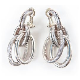 Hermès Vintage Destrières Clip Ohrringe Silber