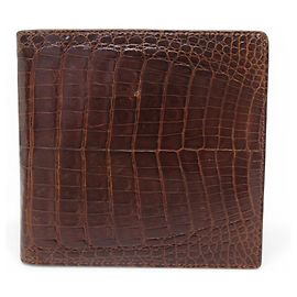 VINTAGE LANCEL CROCODILE LEATHER WALLET BROWN CARD HOLDER Brown