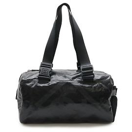 Bolso Boston de lona recubierta Chanel Negro