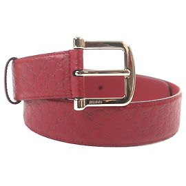 Gucci Microguccissima GG Pattern Red Leather Belt Red