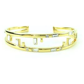 Pulsera bangle Fendi First FF Motif con rhinestones Dorado