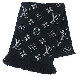 Sciarpa con Frange Monogram Louis Vuitton Nero Argento
